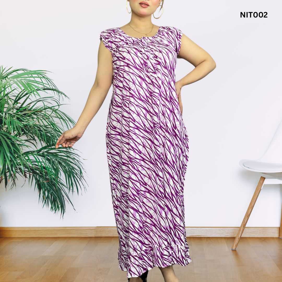 nightwear,voile,sleepwear,women-nightwear,flutter-sleeve,comfortable-nighty,kuchi-print,soft-fabric,night-dress,women-sleepwear