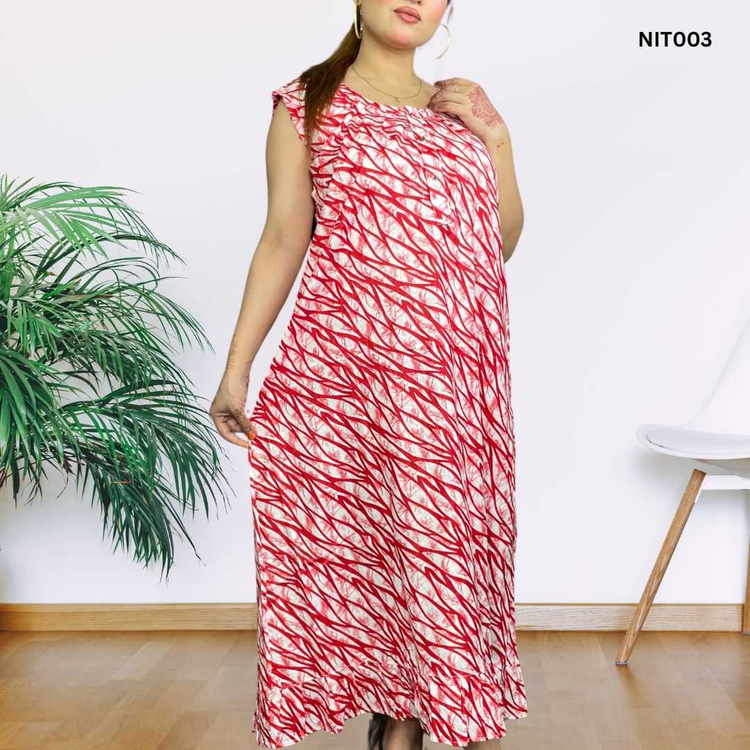 nightwear,voile,sleepwear,women-nightwear,flutter-sleeve,comfortable-nighty,kuchi-print,soft-fabric,night-dress,women-sleepwear
