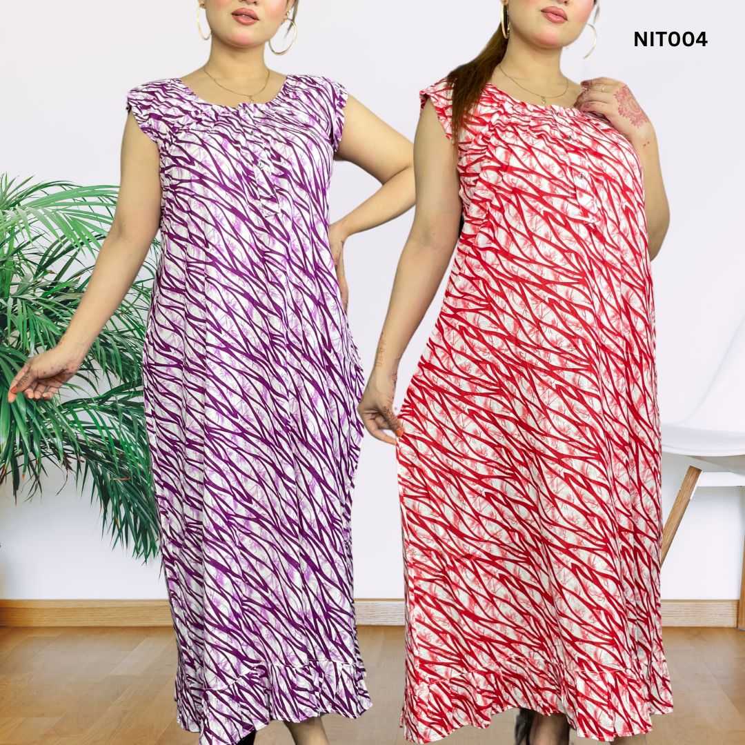 nightwear,voile,sleepwear,women-nightwear,flutter-sleeve,comfortable-nighty,kuchi-print,soft-fabric,night-dress,women-sleepwear