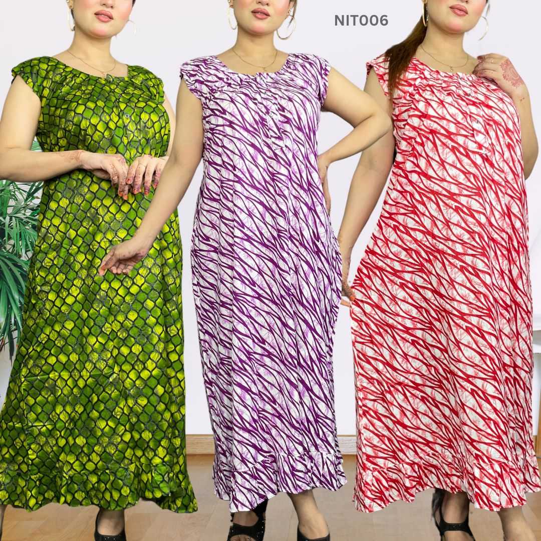 nightwear,voile,sleepwear,women-nightwear,flutter-sleeve,comfortable-nighty,kuchi-print,soft-fabric,night-dress,women-sleepwear