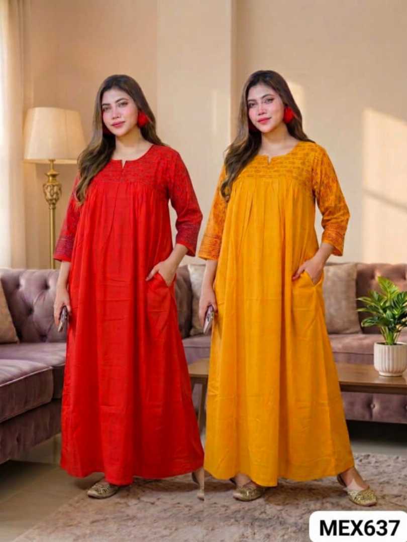 Cotton Gown Maxi Combo MEX637, 2 Pcs Maxi Combo BD, Quarter Sleeve Maxi Combo, Soft AC Cotton Maxi MEX637, মেক্সি কম্বো সেট, সুতি গাউন মেক্সি ২ পিস, Circle BD Maxi Combo MEX637, Nursing Friendly Maxi Combo